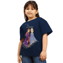 Kidsville Officiële Frozen Gedrukte Oversized T-shirt Voor Meisjes Marineblauw