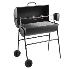 Stainless Steel Charcoal Grill with Builtin Temperature Gauge, Oil Drum Style BBQ for Camping and Backyard