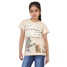 Kidsville Officiële Tom & Jerry Geprinte T-shirt Voor Meisjes Beige