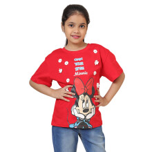 Kidsville Officiële Mickey & Friends Gedrukte Oversized T-shirt Voor Meisjes Rood