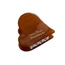 Lightweight Mini Heart Shaped Hair Claw For-brown love heart
