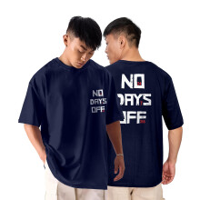 KydaMen'S Oversized Cotton Round Neck Front And Back Printed Tshirt (Pack Of 1) Navy