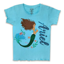 Kidsville Regular Fit Little Mermaid Printed Blue T-shirt for Girls