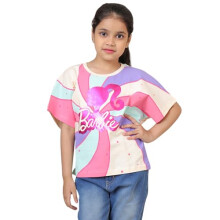 Kidsville Officiële Mattel Barbie Graphic Geprinte Katoenen Oversized T-shirt Voor Meisjes Multikleur
