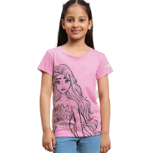 Kidsville Frozen Gedrukt Regular Fit Roze Katoenen T-Shirt voor Meisjes