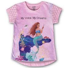Kidsville Kleine Zeemeermin Gedrukt Regular Fit Roze Katoenen T-Shirt