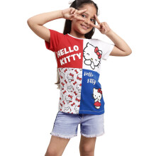 Kidsville Hello Kitty Gedrukte Regular Fit Multicolor Katoenen Meisjes T-Shirt