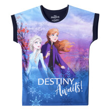 Kidsville Frozen Gedrukt Regular Fit Blauw Polycotton Meisjes T-Shirt