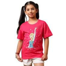 Kidsville Official Frozen Glitter Printed Oversized Cotton T-Shirt for Girls