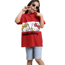 Kidsville Hello Kitty Geprinte Regular Fit Rood Katoenen Meisjes T-Shirt