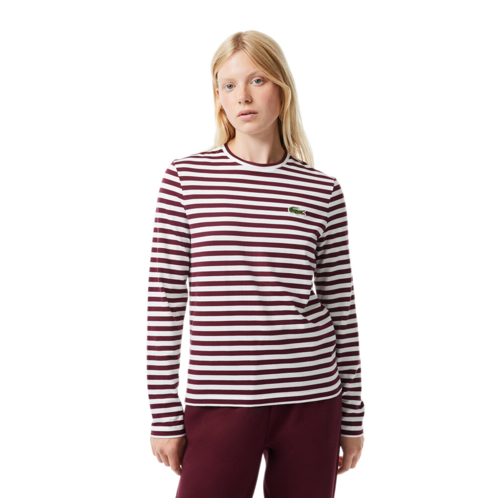 New Lacoste Women's Striped Jersey Cotton T-Shirt (Tf9207nki)