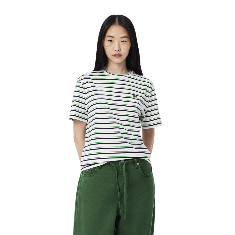 New Lacoste Women's Striped Cotton T-Shirt