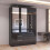 MN Furniture Gloss Hinged Mirrored Wardrobes Drawers Black 120cm 1