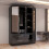 MN Furniture Gloss Hinged Mirrored Wardrobes Drawers Black 120cm 3