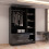 MN Furniture Gloss Hinged Mirrored Wardrobes Drawers Black 120cm 4