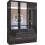 MN Furniture Gloss Hinged Mirrored Wardrobes Drawers Black 120cm 2