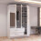 MN Furniture Gloss Hinged Wardrobe Mirror & Drawers White 120cm 3
