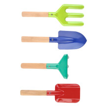 Kids Gardening Tools Set 4pcs Durable Iron with Wooden Handles Includes Rake Trowel and Shovel for Outdoor Planting