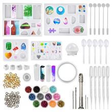 Epoxy Resin Cast Silicone Mold Kit 141pcs for Jewelry Making, Pendant Crafts, DIY Projects, Keychains, Ornaments