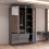MN Furniture Gloss Hinged Wardrobe Mirror & Drawers Grey 120cm 3