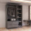 MN Furniture Gloss Hinged Wardrobe Mirror & Drawers Grey 120cm 4