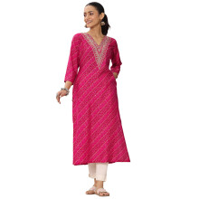Libas Womens Printed Silk Blend Straight Kurta For Women