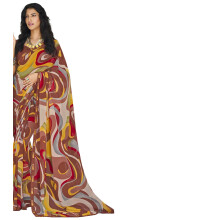 Laxmipati Sarees Kvinnors Abstrakt Mönstrad Georgette Saree I Flera Färger Med Osytt Blus - Trendig Stil Och Tidlös Elegans
