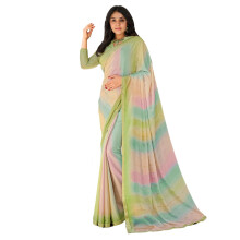 Laxmipati Sarees Kvinnors Flerfärgade Ränder Silkesari Med Oskuren Blus - Perfekt För Festliga Tillfällen
