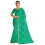 Laxmipati Sarees Γυναικείο Σαρί Σατέν με Λουλούδια σε Πράσινο Χρώμα και Άκοπο Μπλούζα 1