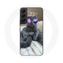 Coque voor Samsung Galaxy S21 FE Kat met Paarse Bril