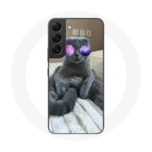 Coque voor Samsung Galaxy S21 FE Kat met Paarse Bril