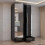 MN Furniture Gloss Hinged Wardrobe Mirror & Drawers Black 90cm 3
