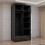 MN Furniture Gloss Hinged Wardrobe Mirror & Drawers Black 90cm 4