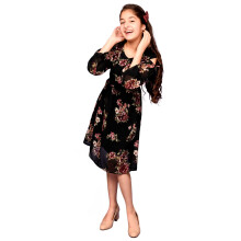 Vestido de Mangas Abertas com Estampa Floral Lilpicks para Meninas (Preto) (16-17 Anos)