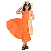 Lilpicks Vestido Sem Mangas com Alças Amarradas para Meninas (Laranja) (5-6 Anos)