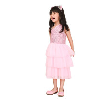 Lilpicks Flickor Paljetter En Axel Lager Fit N Flare Festklänning (Rosa) (7-8År)