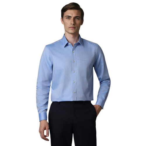 Louis Philippe Ανδρικό Μπλε Slim Fit Κοντομάνικο Πουκάμισο