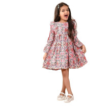 Vestido Fit N Flare com Rendas e Estampado Floral para Meninas (Multi) (5-6 Anos)
