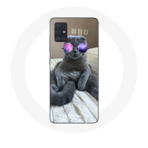 Capa para Samsung Galaxy A51 5G Chat com Óculos de grau roxos