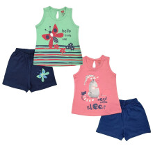 Luvlap Mouwloze Meisjes Top & Shorts Set, Voor Baby's, Meisjes, Multikleur, 100% Katoen, Baby Meisjes Kleding