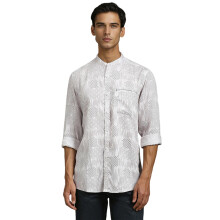 Louis Philippe Ανδρικό Πουκάμισο Slim Fit με Εκτύπωση (Lrsfnslbm19855_Brown)