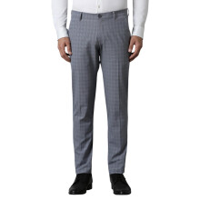 Heren Grijze Slim Fit Geruite Casual Broek
