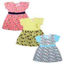 Luvlap Conjunto De 3 Vestidos De Manga Curta Para Bebé Menina 100% Algodão, XXL (18 A 24 Meses)