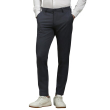 Heren Grijze Slim Fit Textured Flat Front Casual Broek