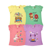 Luv Lap Half Sleeve Girls Top, For Baby, Infants & Toddlers, Multicolour, 100% Cotton, Pack Of 4
