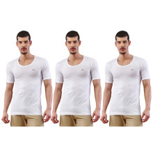 Lux Nitro Heren Ronde Hals Mouwloze Vest | Premium Katoenen Witte Vest | Zweetabsorberend & Taillering 3-Pack