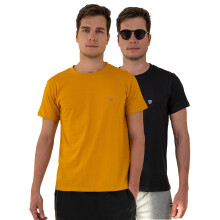 Lux Cozi 2-Pak Halværmet T-Shirt i Sort og Sennep til Mænd_Cozi_2112_Blk_Mst_M_2Pc