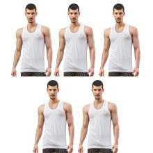Lux Nitro Mouwloze T-shirt Voor Mannen | 100% Katoen Onderhemd | Witte Vest Voor Comfort & Zweetabsorptie Set Van 5