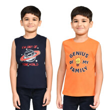 Lux Cozi Jongens Pack Van 2 Gedrukte Mouwloze T-Shirts