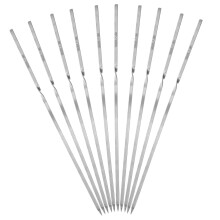 10pcs Stainless Steel BBQ Skewers Set with Secure Flat Blade Grip, Reusable Kebab Sticks for Outdoor Grilling